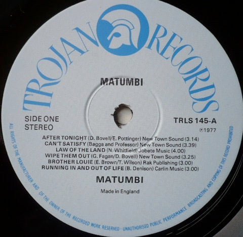 Image of Label Cover of LP - VG/VG - MATUMBI, The Best Of Matumbi (Trojan Records; TRLS 145, UK 1977), , - 4216283C