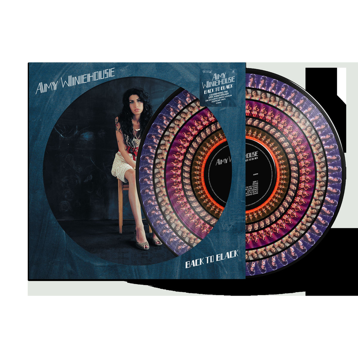 Image of Front Cover of LP - NEW/NEW - AMY WINEHOUSE, Back To Black 20 (UMR; 5769024, UK 2026 Reissue, Limited Edition Zoetrope Vinyl ), , 20th anniversary edition of Amy Winehouse's acclaimed 2006 album Back To Black, featuring 'Rehab', 'You Know I'm No Good' and 'Love Is A Losing Game'. - 9419145C