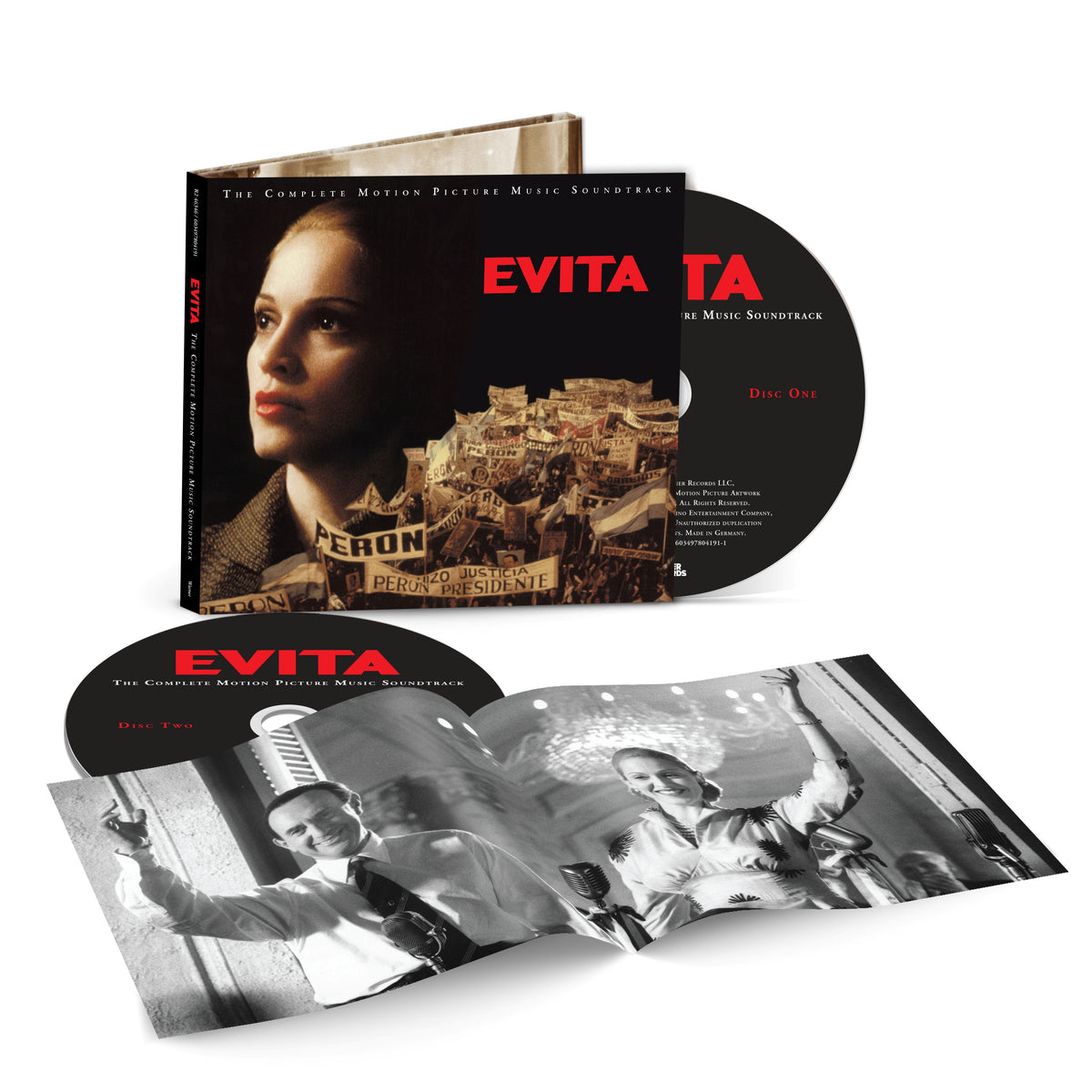 Image of Front Cover of 2xCD - NEW/NEW - MADONNA, Evita: The Complete Motion Picture Soundtrack (Warner Records; , UK 2026 Reissue), , Complete soundtrack to the 1996 film adaptation of Evita, starring Madonna, featuring “Don’t Cry for Me Argentina” and Oscar-winning original song “You Must Love Me”. 30th anniversary reissue. - 9419165C