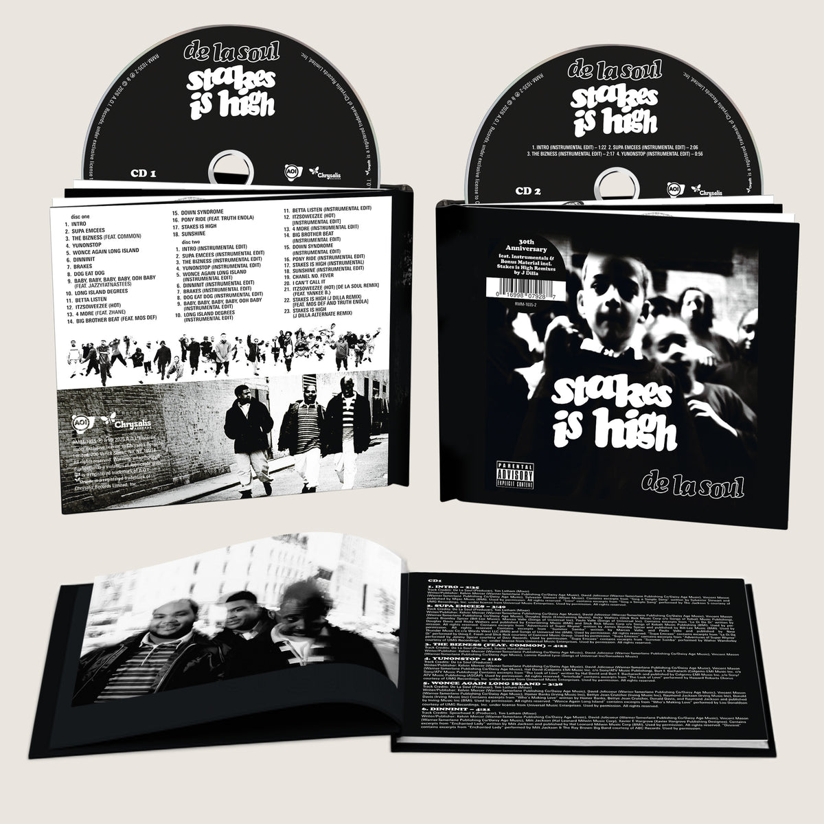 Image of Front Cover of 2xCD - NEW/NEW - DE LA SOUL, Stakes Is High (30th Anniversary) (Chrysalis Records; RMM10352, UK 2026 Reissue, Hardcover Book Packaging, 12 Page Booklet), , 30th anniversary remaster of De La Soul's 1996 album, featuring the original record, instrumentals, remixes and rarities including J Dilla remixes of 'Stakes Is High'. - 9419173C