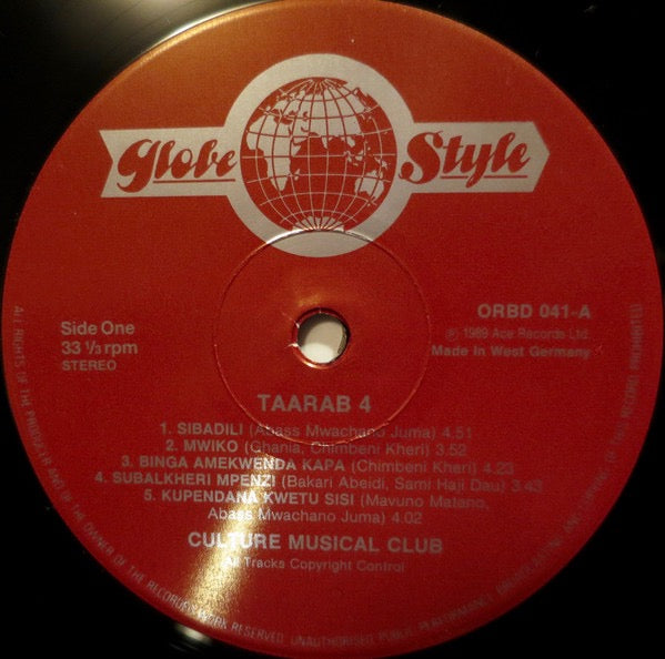 Image of Label Cover of LP - VG+/VG - CULTURE MUSICAL CLUB, Taarab 4: The Music Of Zanzibar (Globe Style; ORBD 041, UK 1989, Gatefold), Light marks only, - 4216417C