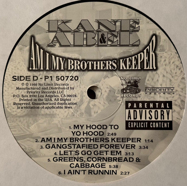 Image of Label Cover of 2xLP - /VG - KANE & ABEL, Am I My Brothers Keeper (No Limit Records; P1 50720, US 1998, Plain Sleeve), , - 4226342E