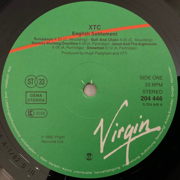 Image of Label Cover of LP - VG/VG - XTC, English Settlement (Virgin ; 204 446, Europe 1982, Textured Sleeve, Inner), Strong VG, Slight Sticker Damage To Sleeve, Slight Edge Wear, - 4226312E