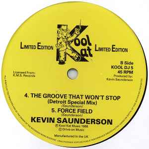Image of Back Cover of 12" - /VG+ - KEVIN SAUNDERSON, Bounce Your Body To The Box (Kool Kat ; KOOL DJ 5, UK 1988), pen on label - faint, - 4246494S