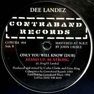 Image of Back Cover of 12" - /VG - DEE LANDEZ, Only You Will Know (Contraband Records; CONTRA 004, US 1993), light marks only. pen on label - faint, - 4246368S