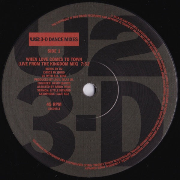 Image of Label Cover of 12" - NEW/NEW - U2, 3-D Dance Mixes (U2 Dot Com ; U2COM13, UK, Europe & US 2018, Gatefold, 45 RPM), , - 4236203E