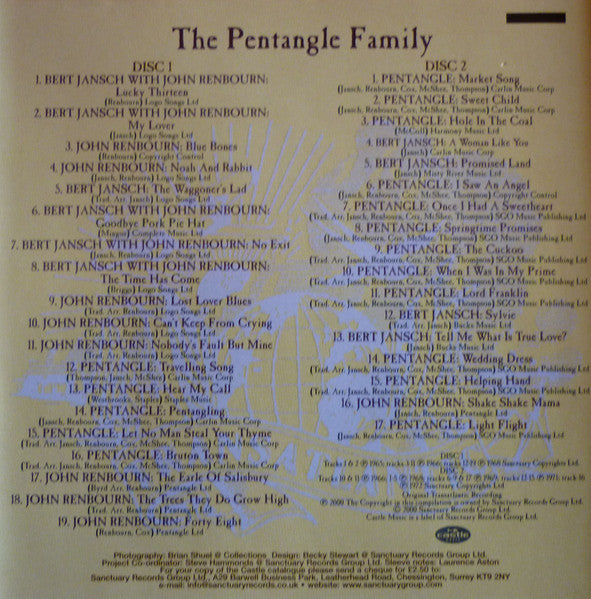 Image of Back Cover of 2xCD - VG+/VG+ - VARIOUS, The Pentangle Family (Castle Music; ESACD931, UK 2000, Jewel Case), , - 4336036E