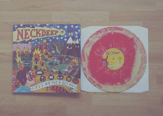 Image of Label Cover of LP - EX/EX - NECK DEEP, Life's Not Out To Get You (Hopeless Records; HR2156-1, UK & US 2015, Gatefold, Insert, Red, Yellow And White Splatter Vinyl), , - 4326092E