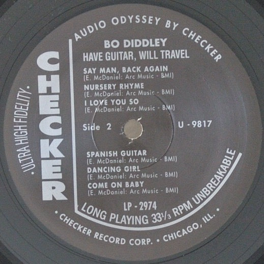 Image of Label Cover of LP - NEW/NEW - BO DIDDLEY, Have Guitar, Will Travel (Checker; LP 2974, US Reissue, 180g Vinyl), , A classic slice of electric blues and early rock �n� roll, driven by Bo Diddley�s signature guitar sound and rhythm. Tough, stripped-back and full of the sound that helped shape rock music. - 4236212E