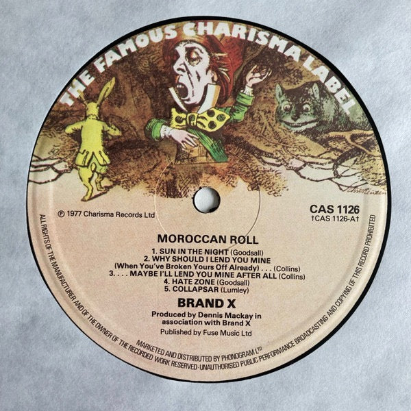 Image of Label Cover of LP - VG/VG+ - BRAND X, Moroccan Roll (Charisma Hatter Labels ; CAS 1126, UK 1977), , - 4316284C