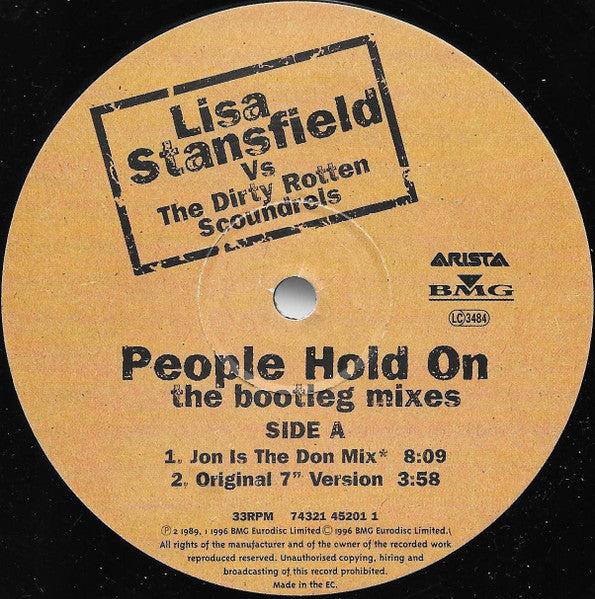 Image of Label Cover of 12" - VG/VG+ - LISA STANSFIELD VS THE DIRTY ROTTEN SCOUNDRELS, People Hold On (The Bootleg Mixes) (Arista; 74321 45201 1, UK 1997, Picture Sleeve), , - 4316251C