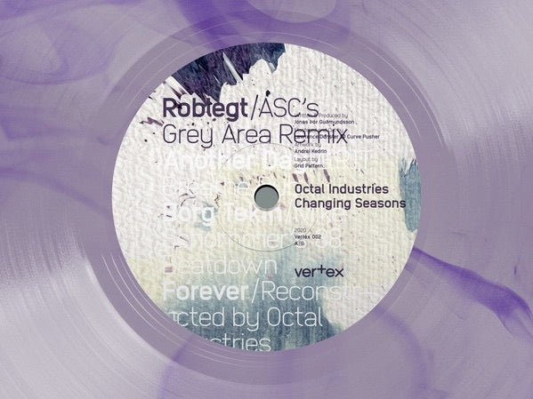 Image of Back Cover of 2x12" - VG+/EX - OCTAL INDUSTRIES, Changing Seasons (Vertex Recordings; Vertex 002, UK 2020, Company Sleeve With Art Print, Clear / Purple Marbled), , - 4316269C
