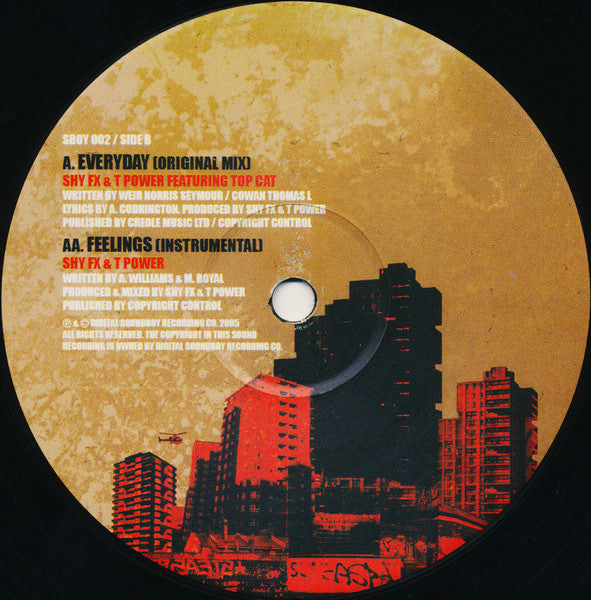 Image of Label Cover of 12" - G+/VG+ - SHY FX & T POWER, Everyday (Digital Soundboy Recording Co.; SBOY 002, UK 2006, Picture Sleeve), Damage to sleeve on back left corner., - 4326147E