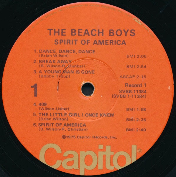 Image of Label Cover of 2xLP - VG/VG - THE BEACH BOYS, Spirit Of America (Capitol Records Red Labels; SVBB-11384, US 1975, Gatefold With Speech Bubble Sticker On Rear), , - 4316384C