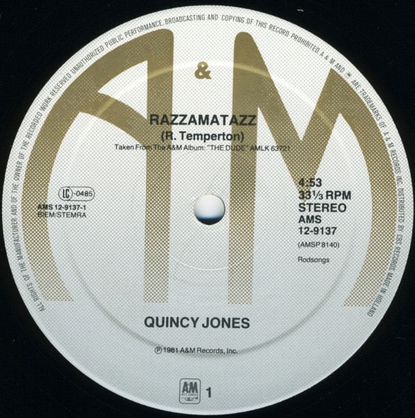 Image of Label Cover of 12" - VG/VG - QUINCY JONES, Razzamatazz (A&M Records; AMS 12-9137, Netherlands 1981, Picture Sleeve), , - 4316492C