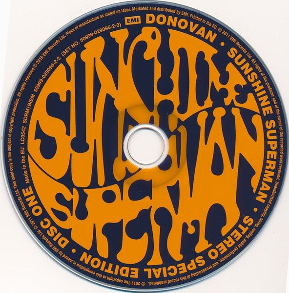 Image of Label Cover of 2xCD - VG+/VG+ - DONOVAN, Sunshine Superman (Stereo Special Edition) (EMI; 50999-029095-2-3, UK & Europe 2011 Reissue, Triple Gatefold, Booklet), , - 4316800C
