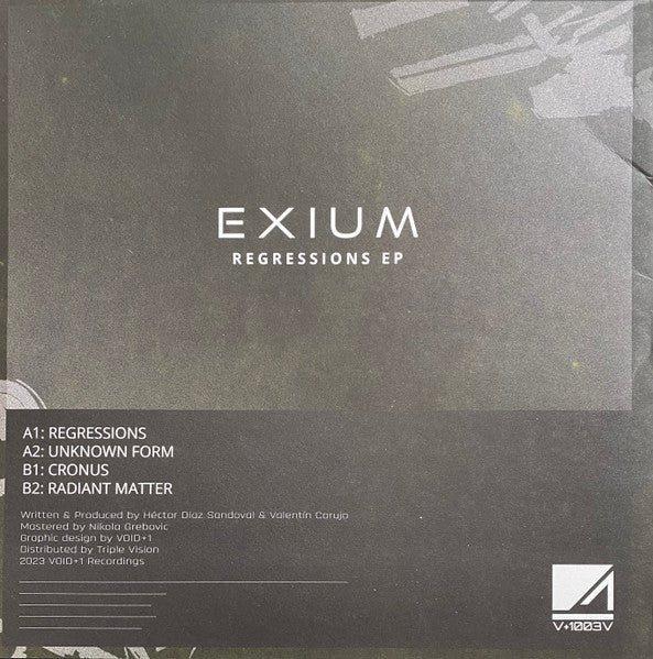 Image of Back Cover of 12" - VG+/VG+ - EXIUM, Regressions EP (Void +1 Recordings; V + 1003V, Italy 2023, Picture Sleeve), , - 4346379S