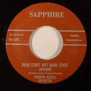 Image of Back Cover of 7" - /EX - SNOOKUM RUSSELL ORCHESTRA, Juke Box Boggie Boogie Chick / Basin Street Ain't Basin Street Anymore (Sapphire; 45-301, US 2010), , - 4456083S