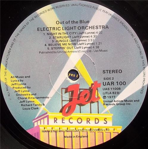 Image of Label Cover of 2xLP - VG+/VG+ - ELO - THE ELECTRIC LIGHT ORCHESTRA, Out Of The Blue (Jet Records; UAR 100, UK 1977, Gatefold, 2 Inners, No Poster, KEV & ARTHUR), Very minor wear to sleeve., - 4446260S