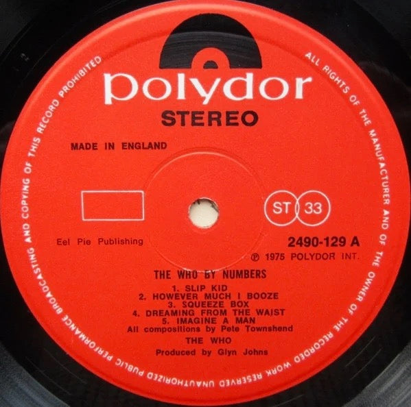 Image of Label Cover of LP - VG/VG - THE WHO, The Who By Numbers (Polydor ; 2490 129, UK 1975, Uncoated Sleeve, Numbered, Stereo), No. 360. Would be VG+ except for name on back cover & label, - 3646231S