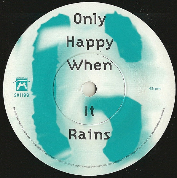 Image of Label Cover of 7" - VG+/EX - GARBAGE, Only Happy When It Rains (Mushroom; SX1199, UK 1995, Title Stickered, Die Cut Hologram Sleeve, Hologram Stickered Inner & Insert), , - 2326189E