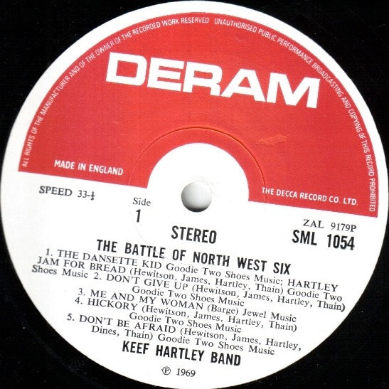 Image of Label Cover of LP - VG+/VG - KEEF HARTLEY BAND, Battle of North West Six (Deram Red/White; SML 1054, UK 1969, Laminated Gatefold Sleeve, Stereo), , - 0425062E