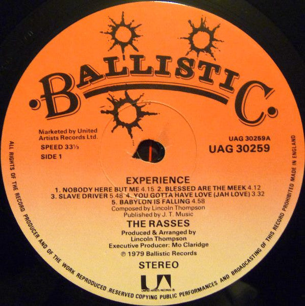 Image of Label Cover of LP - VG/VG - THE ROYAL RASSES, Experience (Ballistic Records; UAG 30259, UK 1979, Inner), Sticker residue to sleeve., - 3316376C