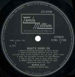 Image of Label Cover of LP - VG/G+ - MARVIN GAYE, What's Going On (Motown; STML 11190, UK 1971, Textured Sleeve, Company Inner, Stereo, No Lyric Sheet), Plenty of marks but plays better than it looks, occasional crackle. Sleeve has general creasing but looks decent, - 2726037E