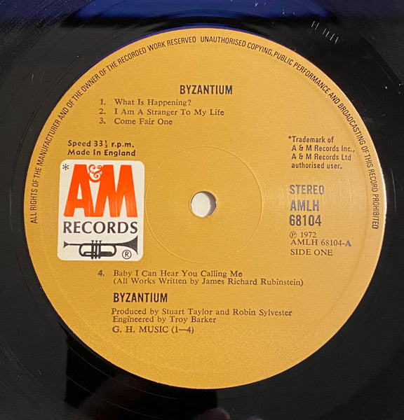 Image of Label Cover of LP - G+/VG - BYZANTIUM, Byzantium (A&M; AMLH 68104, UK 1972, No Poster), Sticker Damage To Sleeve, Edge and Ring Wear, - 2746234S