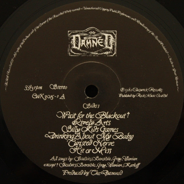 Image of Label Cover of 2xLP - VG/VG+ - THE DAMNED, The Black Album (Chiswick Records; CWK 3015, UK 1980, Single Non-Embossed Sleeve, 2 Black Inners), Edge and Ring Wear, - 2046014S