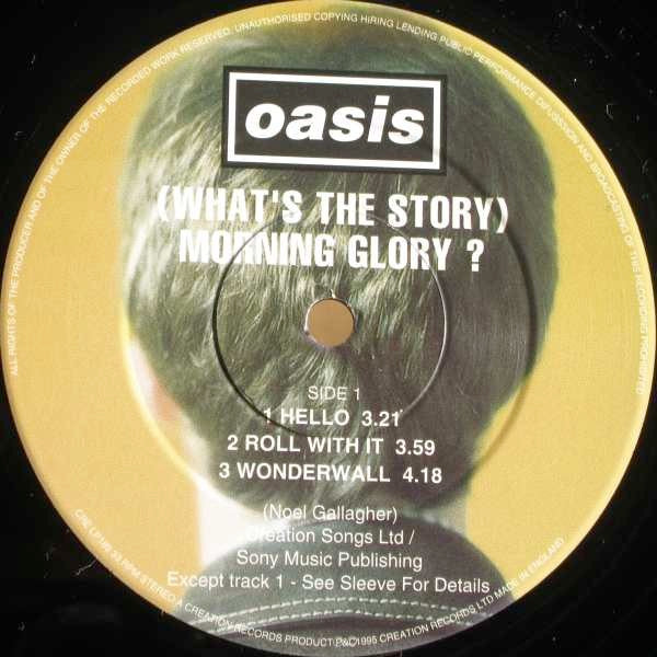 Image of Label Cover of 2xLP - VG+/VG+ - OASIS, (What's the Story) Morning Glory (Creation; CRELP189, UK 1995, Triple Gatefold, 2 Black Inners, Damont Pressing, Multifold.), Very light wear to cover. Nice clean copy., - 3946326S