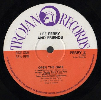 Image of Label Cover of 3xLP - G+/VG - LEE PERRY & FRIENDS, Open the Gate (Trojan Records; PERRY2, UK 1989, Box Set, 3 Inners), 3 Sleeve corners torn. Original inner sleeves. Light hairlines on all 3X Vinyl. Plays very well., - 4226386E