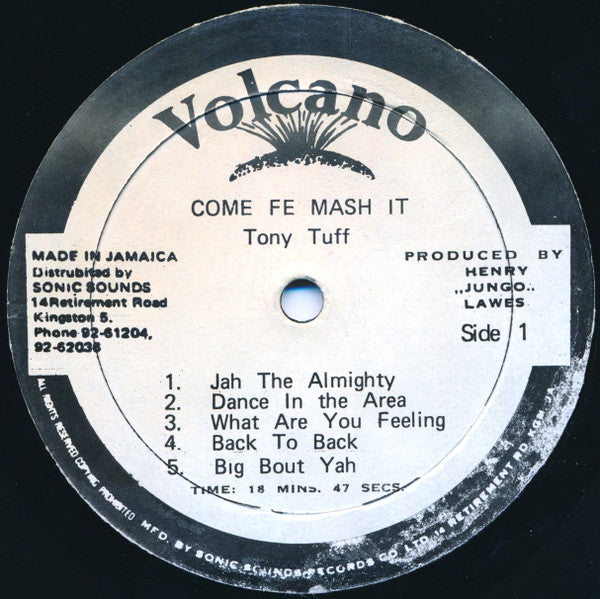 Image of Label Cover of LP - G+/G - TONY TUFF, Come Fe Mash It (Volcano; , Jamaica 1983), , - 3346154S