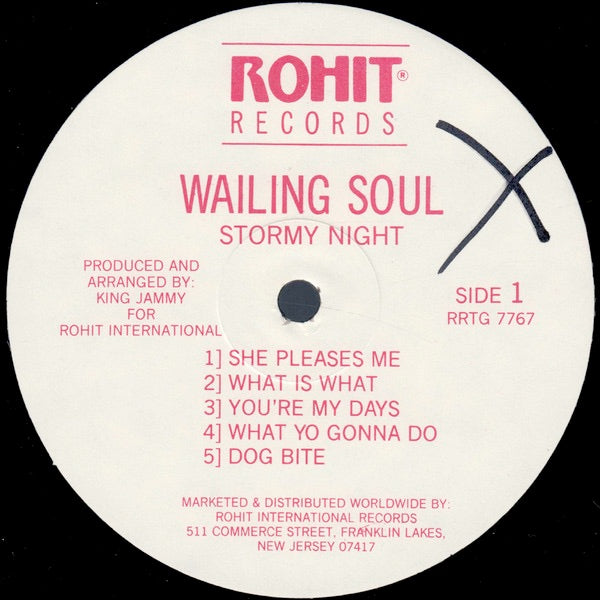 Image of Label Cover of LP - EX/VG+ - WAILING SOULS, Stormy Night (Rohit; RRTG7767, US 1989), , - 4216280C