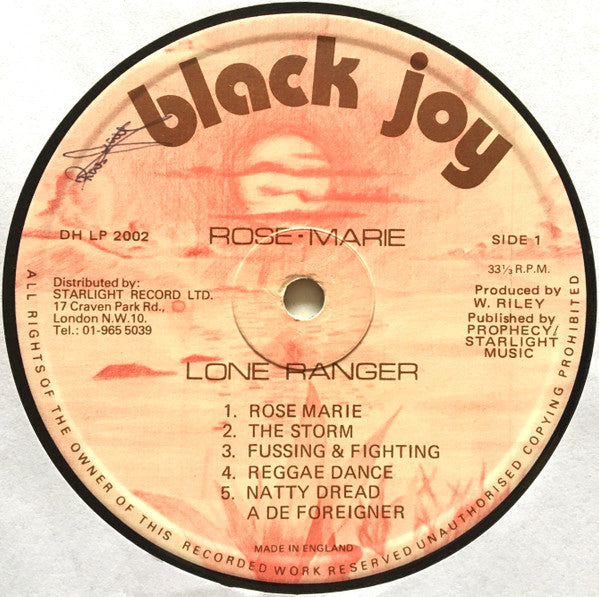Image of Label Cover of LP - VG+/VG+ - LONE RANGER, Rosemarie (Black Joy; DHLP2002, UK 1981), , - 3726224E