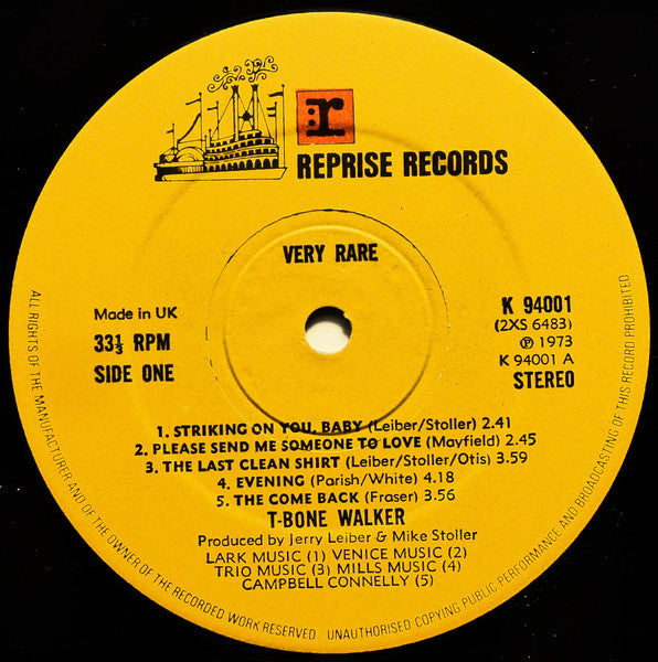 Image of Label Cover of 2xLP - VG/VG - T-BONE WALKER, Very Rare (Reprise; K94001, UK 1973, Gatefold), A few light hairlines. Ringwear. Corner cut top left., - 2226276E