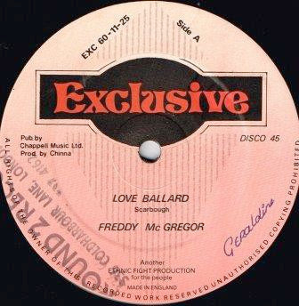 Image of Front Cover of 12" - G/VG - FREDDY MCGREGOR / JAH MARTIN, Love Ballard / Club Dread (Exclusive; EXC60-11-25, UK 1980s, Plain Sleeve), Light marks, plays great., - 4326028E