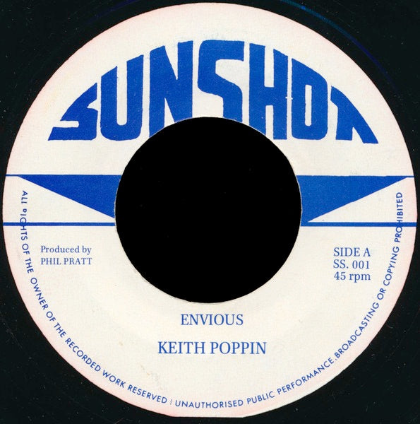 Image of Front Cover of 7" - /VG+ - KEITH POPPIN, Envious (Sunshot; SS. 001, UK 1975), A few light lines, plays EX. Clean labels., - 2316146C