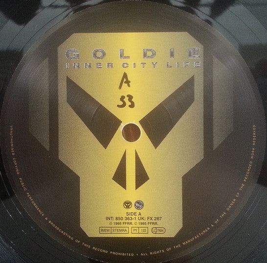 Image of Label Cover of 12" - VG/VG+ - GOLDIE, Inner City Life (FFRR; FX 267, UK 1995, Picture Sleeve), Very minor sticker damage to sleeve., - 2726012E