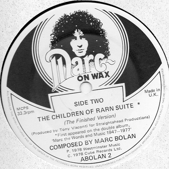 Image of Label Cover of 10" EP - VG/VG - MARC BOLAN, Children of Rarn (Marc on Wax; ABOLAN2, UK 1982, Gatefold, Booklet), , - 3015443C