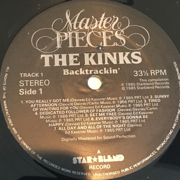 Image of Label Cover of 2xLP - VG/G+ - THE KINKS, Backtrackin' (Starblend; TRACK1, UK 1985, Gatefold), Light Marks only., - 2716372C