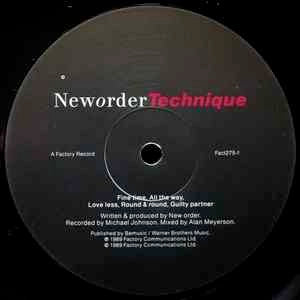 Image of Label Cover of LP - VG/VG - NEW ORDER, Technique (Factory; Fact275, UK 1989, Inner, Lyntone Pressing), Hairlines, Edge & Ring Wear, - 3946084S
