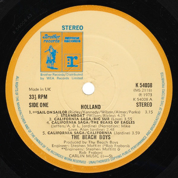 Image of Label Cover of LP - VG+/G+ - THE BEACH BOYS, Holland (Reprise; K54008, UK 1972, No Insert, No 7"), Very light wear to sleeve. Disc covered in hairlines., - 1946097S