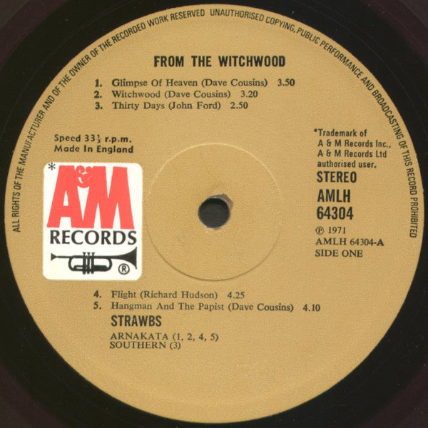 Image of Label Cover of LP - VG/VG+ - STRAWBS, From the Witchwood (A&M; AMLH64304, UK 1971 Reissue, Gatefold, Second Pressing), , - 3546094S