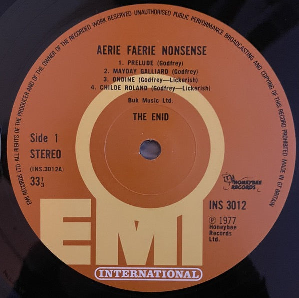 Image of Label Cover of 0115004C: LP - ENID, Aerie Faerie Nonsense (Honeybee; INS 3012, UK 1977) Lightest of hairlines VG/VG