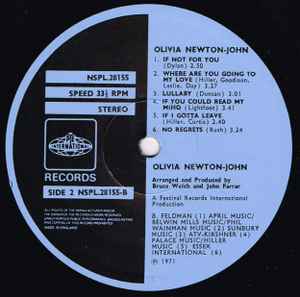 Image of Label Cover of 1615295C: LP - OLIVIA NEWTON-JOHN, Olivia Newton-John (PYE International; NSPL.28155, UK 1971, Translucent When Held To Light) The odd very light mark. VG+/VG+