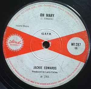Image of Back Cover of 7" - /G - JACKIE EDWARDS, Think Twice / Oh Mary (Island Records; WI-287, UK 1966, Solid Centre), Lots of marks on disc. WOL., - 2056095S