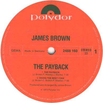 Image of Label Cover of 2xLP - VG/G+ - JAMES BROWN, Payback (Polydor; 2679025, Germany 1973, Gatefold), Side 1 is G+, Sides 2,3 & 4 are VG., - 3626008E