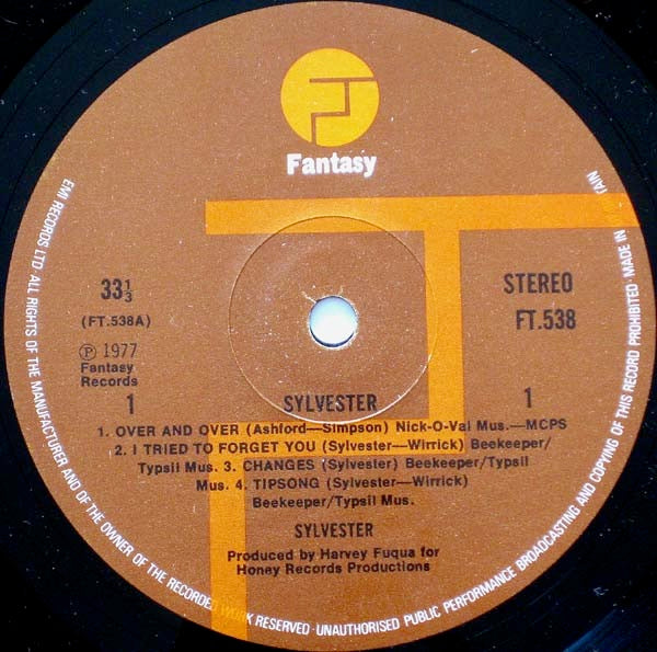 Image of Label Cover of LP - VG/VG+ - SYLVESTER, Sylvester (Fantasy; FT 538, UK 1977, Picture Sleeve), , - 3046332S