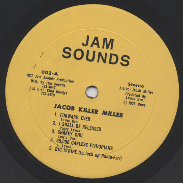 Image of Label Cover of LP - G/G+ - JACOB MILLER, Jacob Killer Miller (Jam Sounds; 002, Jamaica 1978), Writingon front sleeve and small seam split at the bottom. Vinyl has light marks but plays fine as G+/VG, - 2846211S